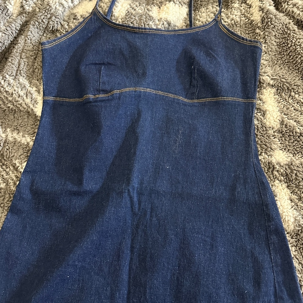 Aqua Blu Dark Blue Denim Spaghetti Strap Dress